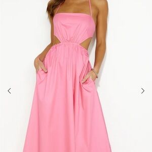 Pink Halter Cutout Maxi Dress